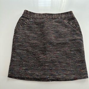 LOFT Rainbow Tweed Ruffle Pocket Skirt sz 10